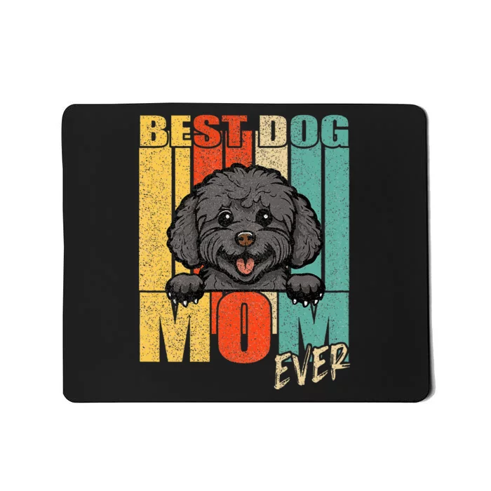 Best Dog Mom Ever Black Toy Poodle Mama Vintage Retro Mousepad