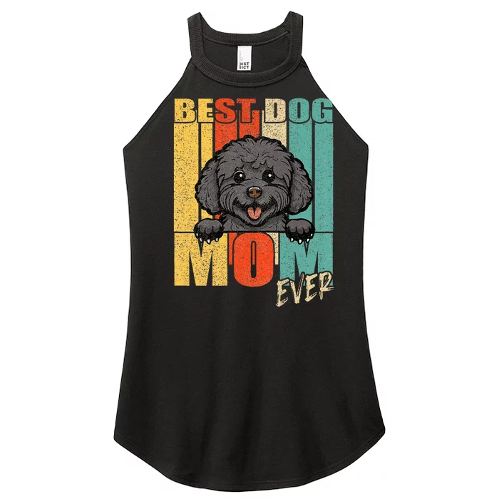 Best Dog Mom Ever Black Toy Poodle Mama Vintage Retro Women’s Perfect Tri Rocker Tank