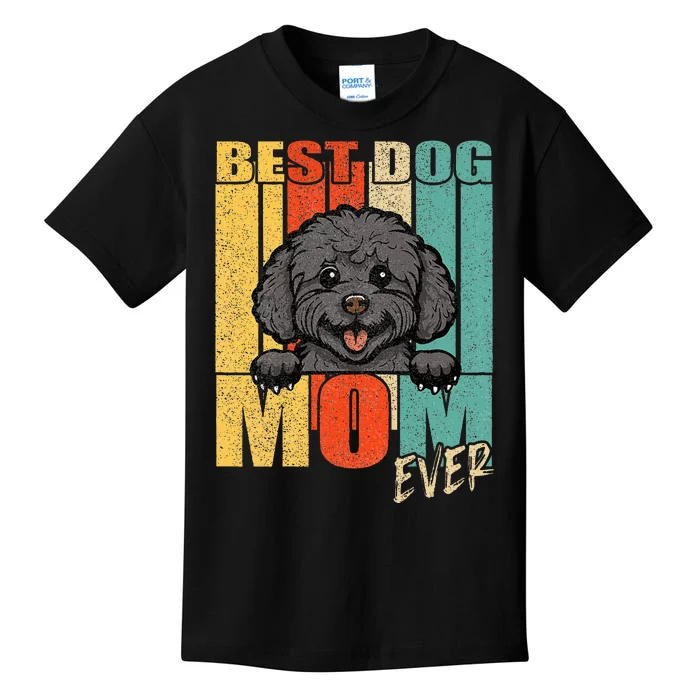 Best Dog Mom Ever Black Toy Poodle Mama Vintage Retro Kids T-Shirt