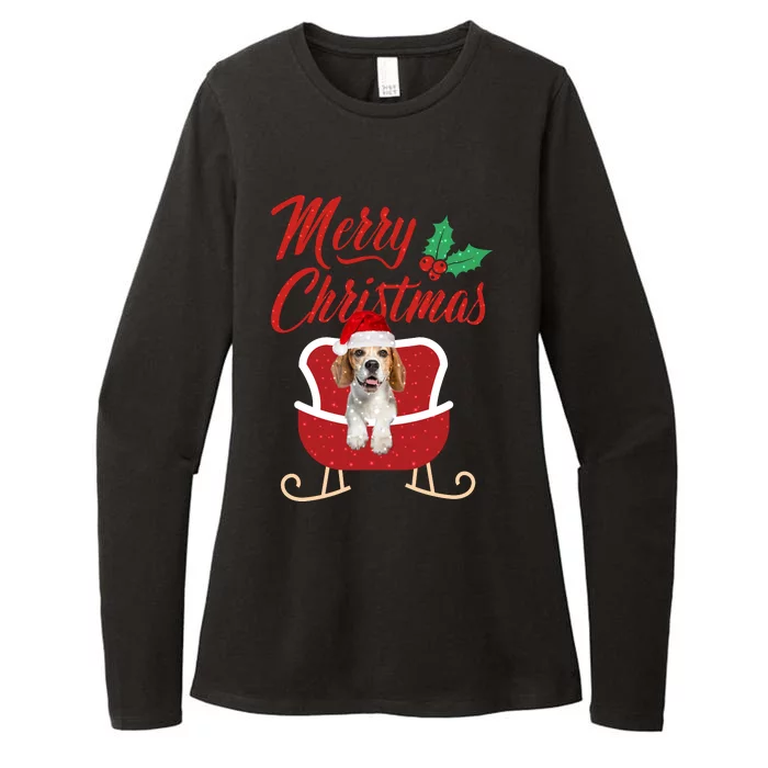 Beagle Dog Merry Christmas Design For The Holiday Season! Womens CVC Long Sleeve Shirt