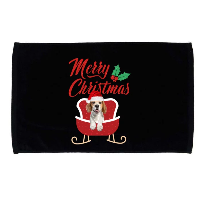 Beagle Dog Merry Christmas Design For The Holiday Season! Microfiber Hand Towel