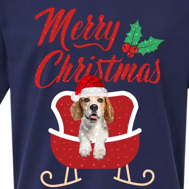 Beagle Dog Merry Christmas Design For The Holiday Season! Sueded Cloud Jersey T-Shirt