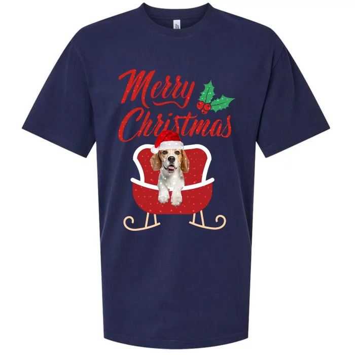 Beagle Dog Merry Christmas Design For The Holiday Season! Sueded Cloud Jersey T-Shirt