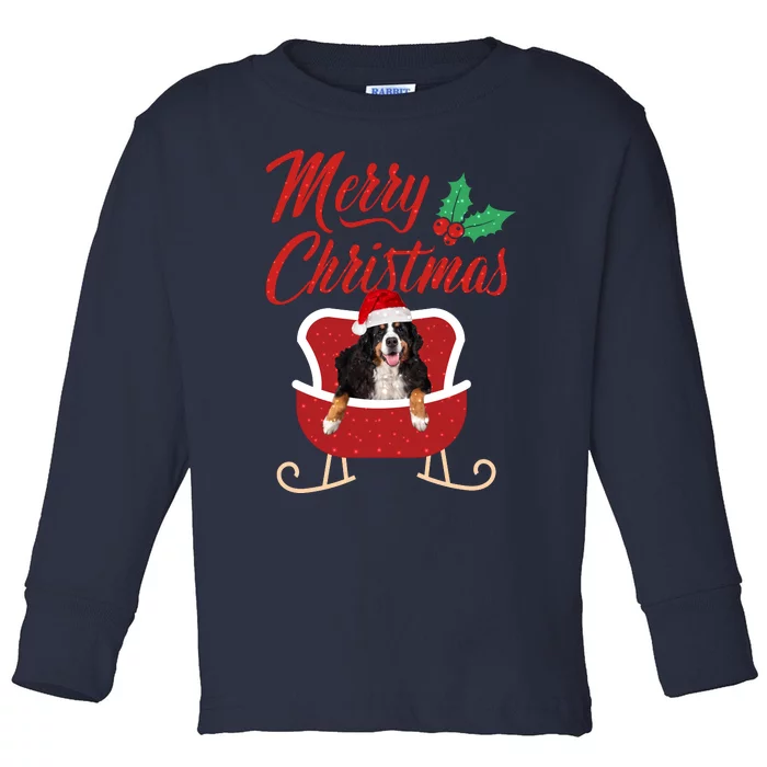 Bernese Dog Merry Christmas Design For The Holiday Season! Toddler Long Sleeve Shirt