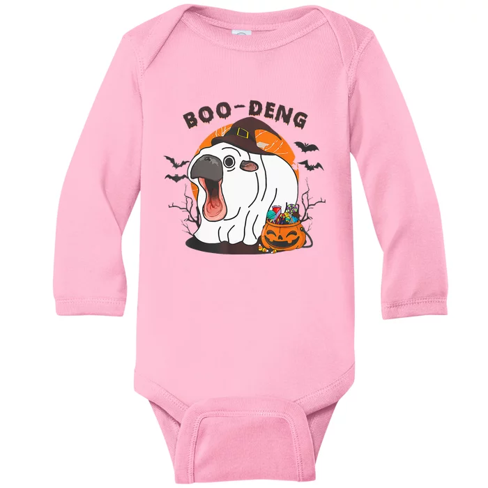 Boo Deng Moo Deng Baby Hippo Funny Halloween Animals Baby Long Sleeve Bodysuit