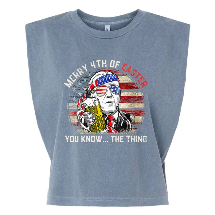 Biden Dazed Merry 4th Of Easter You Know... The Thing Funny Garment-Dyed Women's Muscle Tee