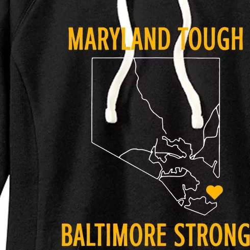 Black Design Maryland Tough Baltimore Strong Women's Fleece Hoodie