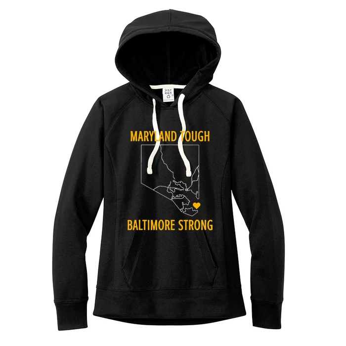 Black Design Maryland Tough Baltimore Strong Women's Fleece Hoodie