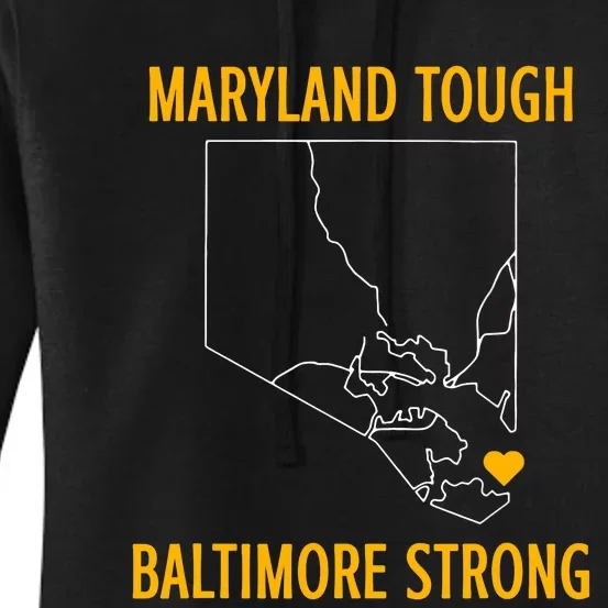 Black Design Maryland Tough Baltimore Strong Women's Pullover Hoodie