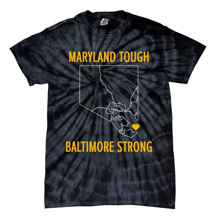 Black Design Maryland Tough Baltimore Strong Tie-Dye T-Shirt