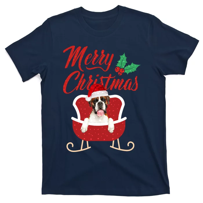 Boxer Dog Merry Christmas Design For The Holiday Season! T-Shirt