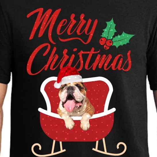 Bulldog Dog Merry Christmas Design For The Holiday Season! Pajama Set