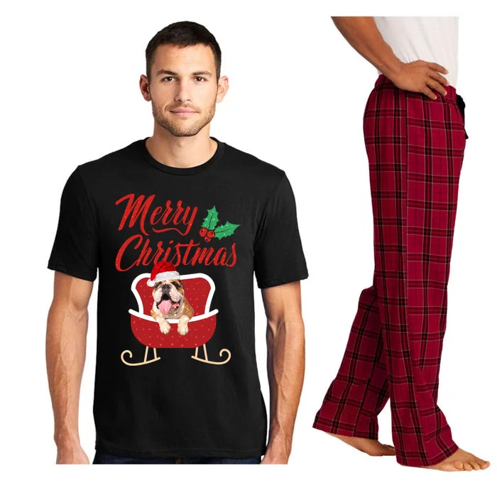 Bulldog Dog Merry Christmas Design For The Holiday Season! Pajama Set