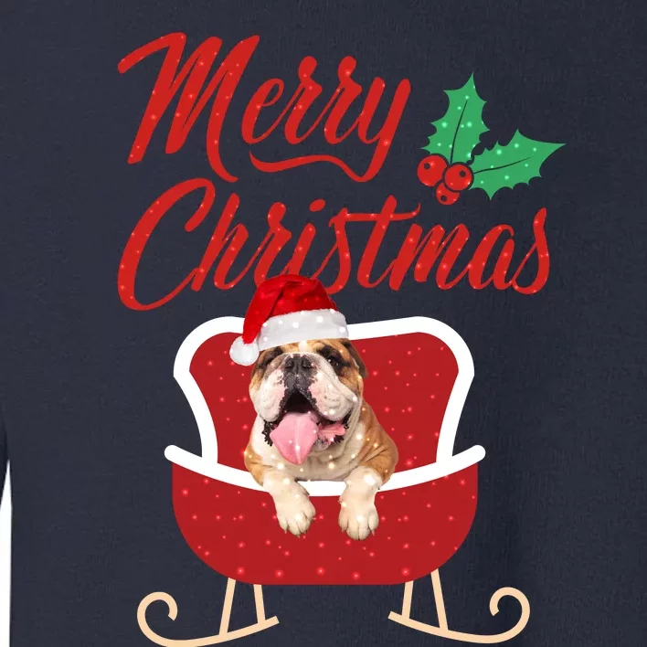 Bulldog Dog Merry Christmas Design For The Holiday Season! Toddler Sweatshirt