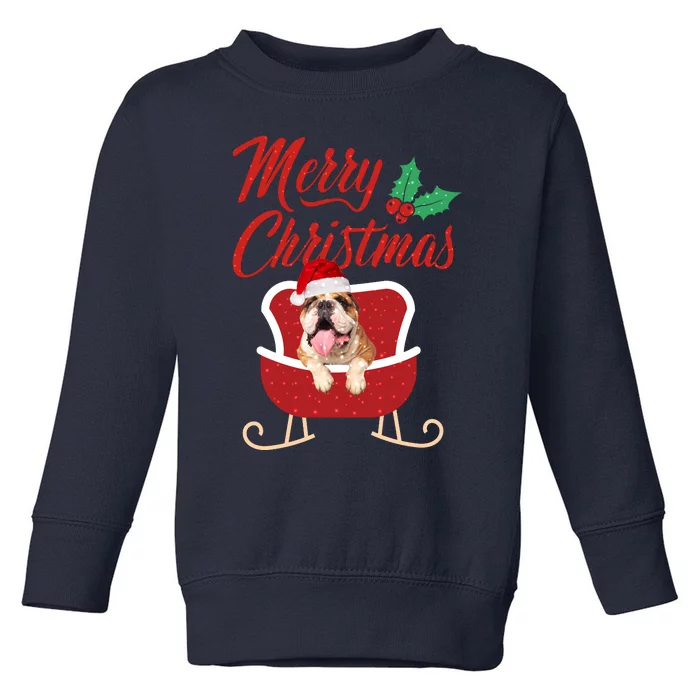 Bulldog Dog Merry Christmas Design For The Holiday Season! Toddler Sweatshirt