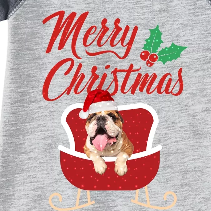 Bulldog Dog Merry Christmas Design For The Holiday Season! Infant Baby Jersey Bodysuit