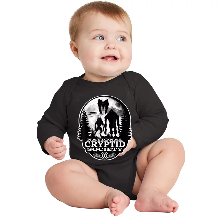 Bigfoot Dogman Mothman UFO; National Cryptid Society Logo Baby Long Sleeve Bodysuit