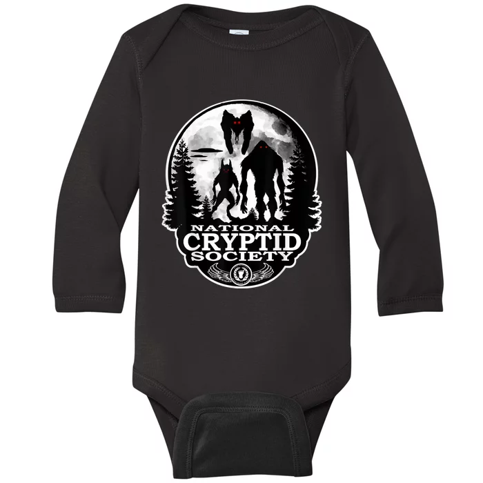 Bigfoot Dogman Mothman UFO; National Cryptid Society Logo Baby Long Sleeve Bodysuit