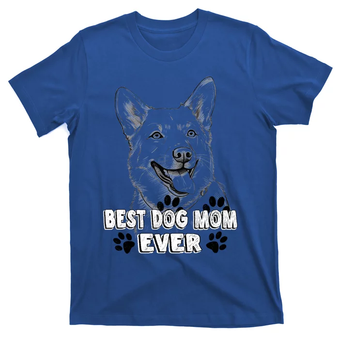 Best Dog Mom Ever Pembroke Welsh Simple Line Art Cute Gift T-Shirt