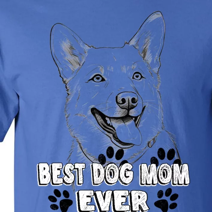 Best Dog Mom Ever Pembroke Welsh Simple Line Art Cute Gift Tall T-Shirt