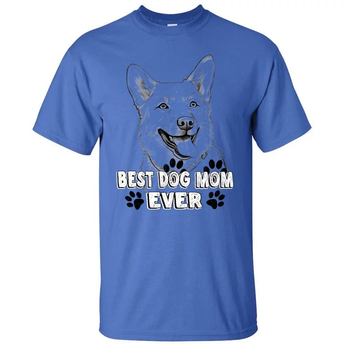 Best Dog Mom Ever Pembroke Welsh Simple Line Art Cute Gift Tall T-Shirt