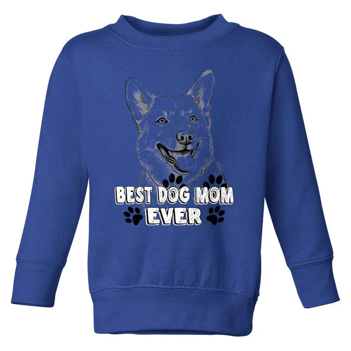 Best Dog Mom Ever Pembroke Welsh Simple Line Art Cute Gift Toddler Sweatshirt