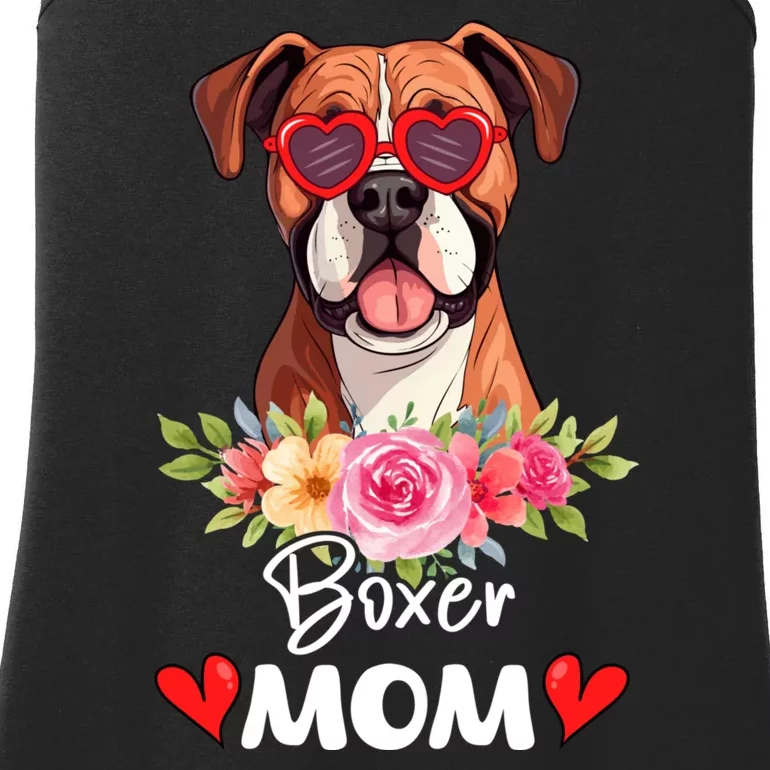 Boxer Dog Mama Mom Sunglasses Flower Dog Lover Owner Ladies Essential Tank