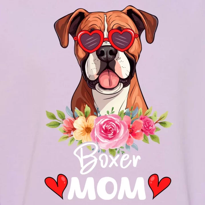 Boxer Dog Mama Mom Sunglasses Flower Dog Lover Owner Garment-Dyed Sweatshirt