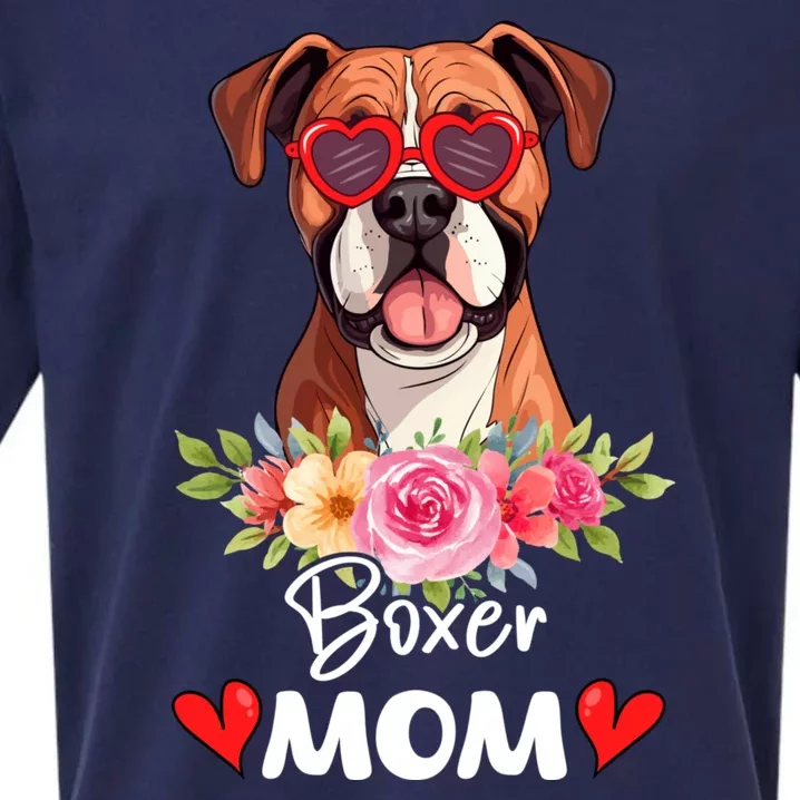 Boxer Dog Mama Mom Sunglasses Flower Dog Lover Owner Sueded Cloud Jersey T-Shirt