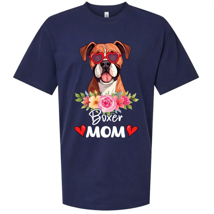 Boxer Dog Mama Mom Sunglasses Flower Dog Lover Owner Sueded Cloud Jersey T-Shirt