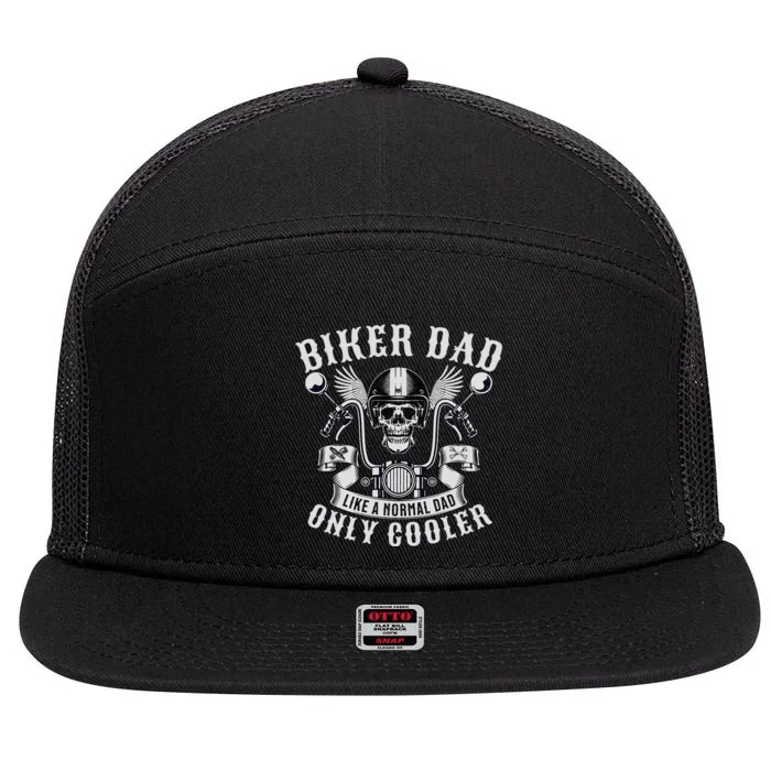 Biker Dad Motorcycle Father Rider Biker Dad 7 Panel Mesh Trucker Snapback Hat