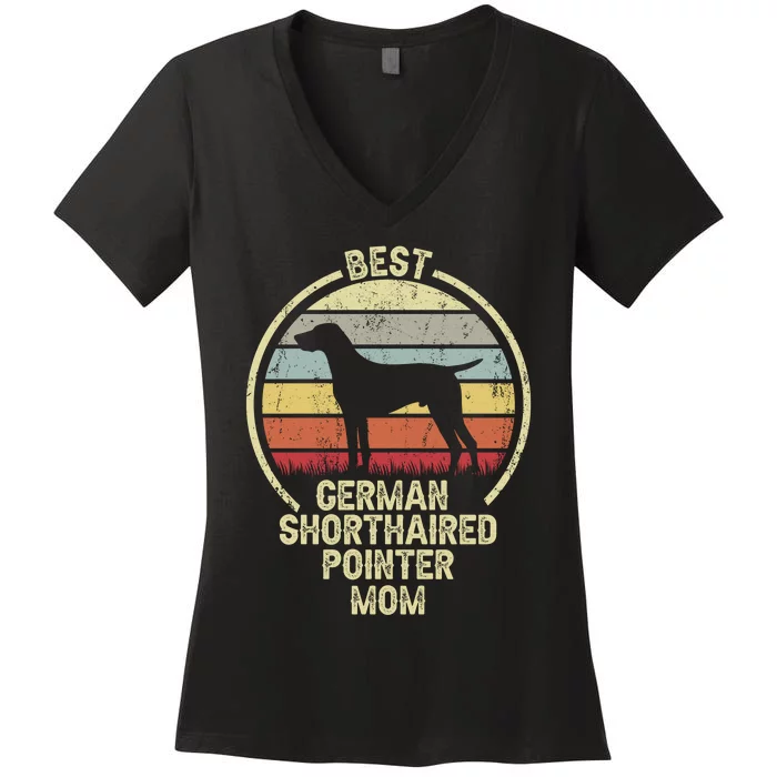 Best Dog Mother Mom - Vintage GSP German Shorthaired Pointer Women's V-Neck T-Shirt