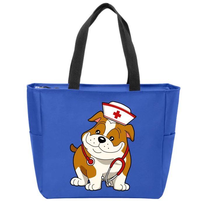 Bulldog Dog Nurse Appreciation International Nurse Day Gift Zip Tote Bag