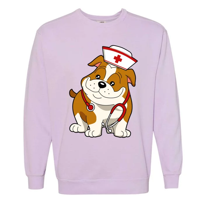 Bulldog Dog Nurse Appreciation International Nurse Day Gift Garment-Dyed Sweatshirt