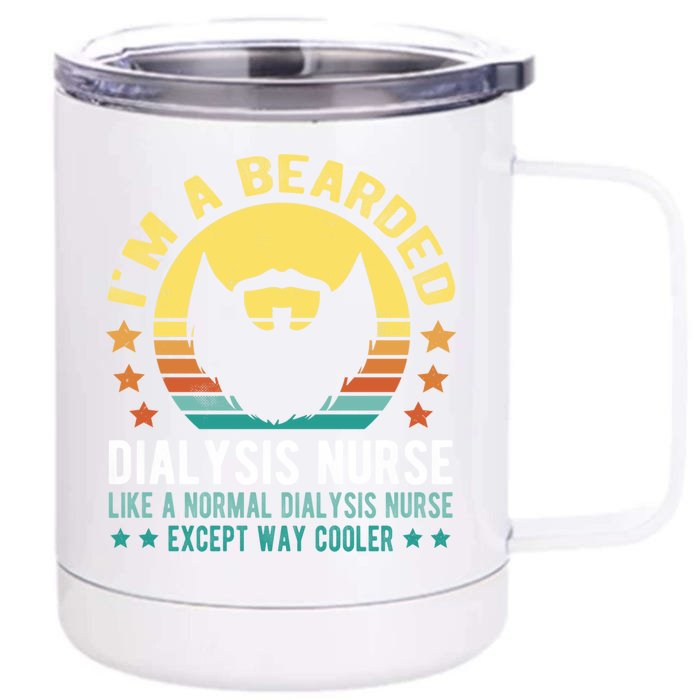 Bearded Dialysis Nurse Gift Front & Back 12oz Stainless Steel Tumbler Cup