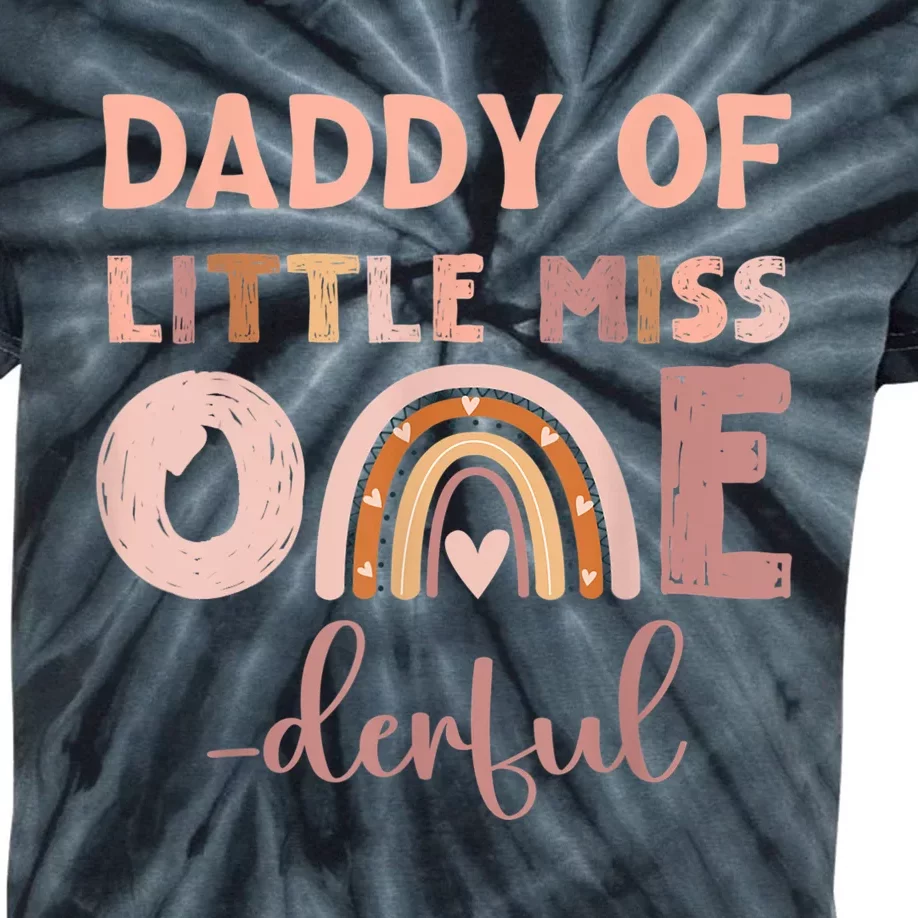 Boho Daddy Of Miss Onederful 1st Birthday Girl Cute Kids Tie-Dye T-Shirt