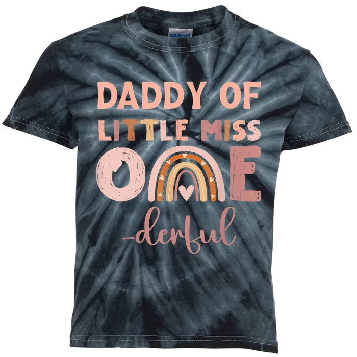 Boho Daddy Of Miss Onederful 1st Birthday Girl Cute Kids Tie-Dye T-Shirt