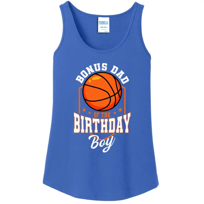 Bonus Dad Of The Birthday Boy Basketball Ladies Essential Tank