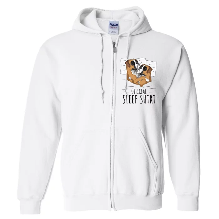 Boxer Dog Official Sleep Full Zip Hoodie