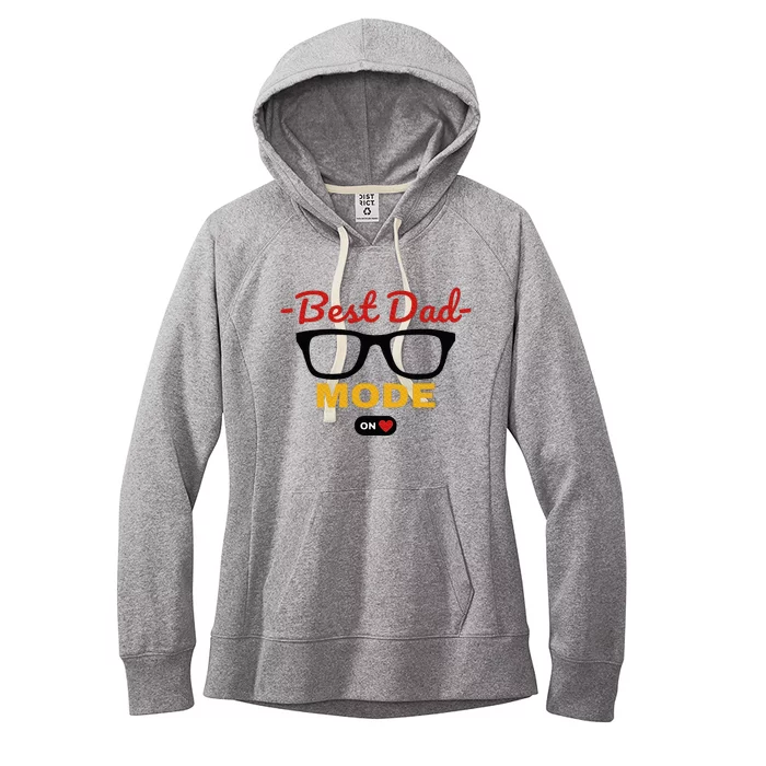 Best Dad On Mode With Heart Glasses Fathers Day Women's Fleece Hoodie