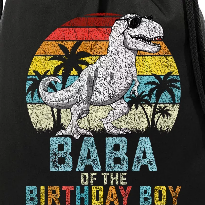 Baba Dinosaur Of The Birthday Boy Matching Family Long Sleeve Drawstring Bag