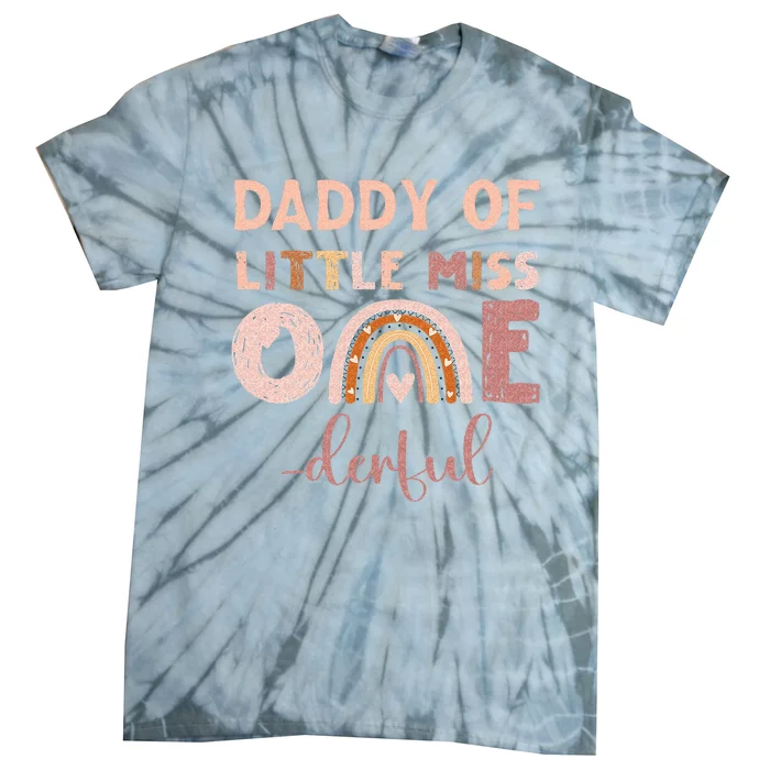 Boho Daddy Of Miss Onederful 1st Birthday Girl Cute Tie-Dye T-Shirt