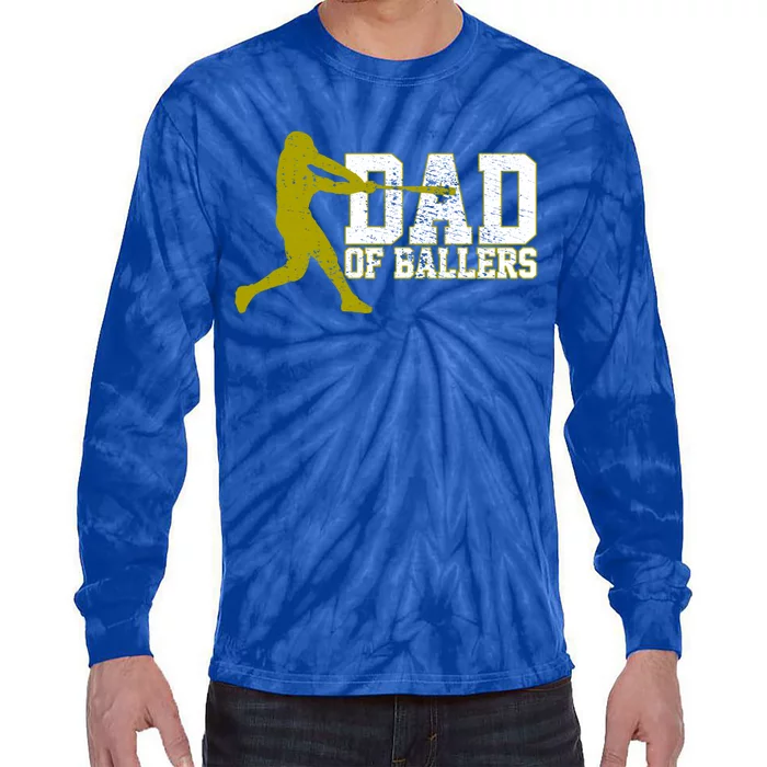 Baseball Dad Of Ballers Vintage Meaningful Gift Tie-Dye Long Sleeve Shirt