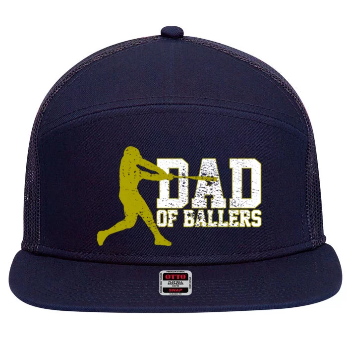 Baseball Dad Of Ballers Vintage Meaningful Gift 7 Panel Mesh Trucker Snapback Hat