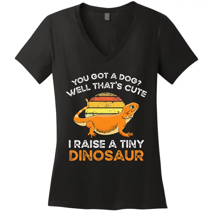 Bearded Dragon Owner I Raise A Tiny Dinosaur Bearded Dragon Women's V-Neck T-Shirt