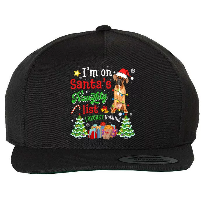 Boxer Dog On Santa's Naughty Funny List Xmas Great Gift Wool Snapback Cap