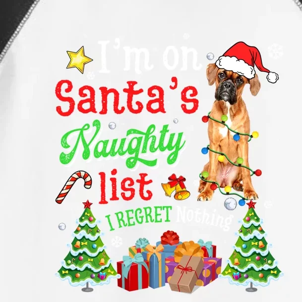 Boxer Dog On Santa's Naughty Funny List Xmas Great Gift Toddler Fine Jersey T-Shirt