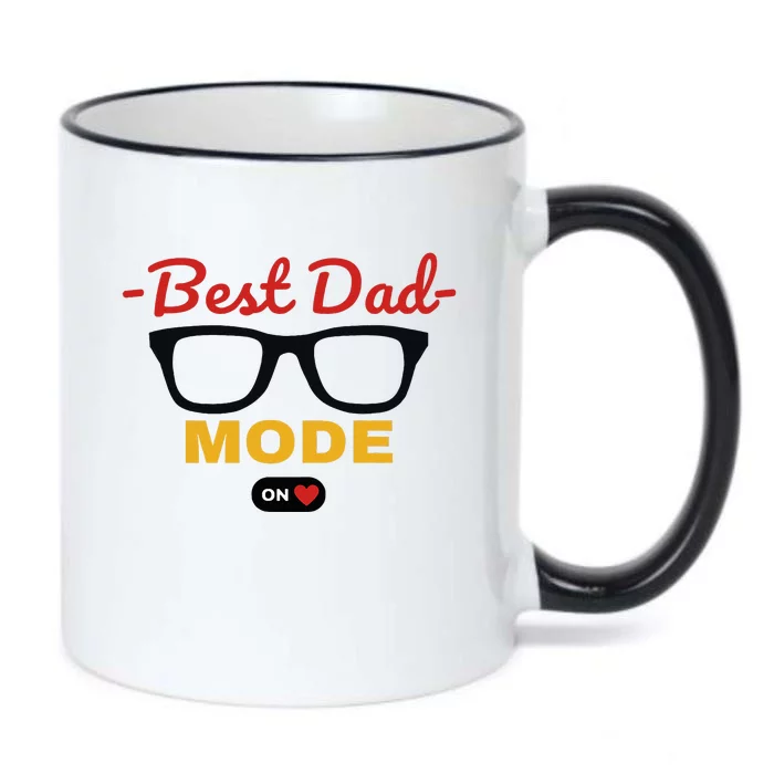 Best Dad On Mode With Heart Glasses Fathers Day Black Color Changing Mug