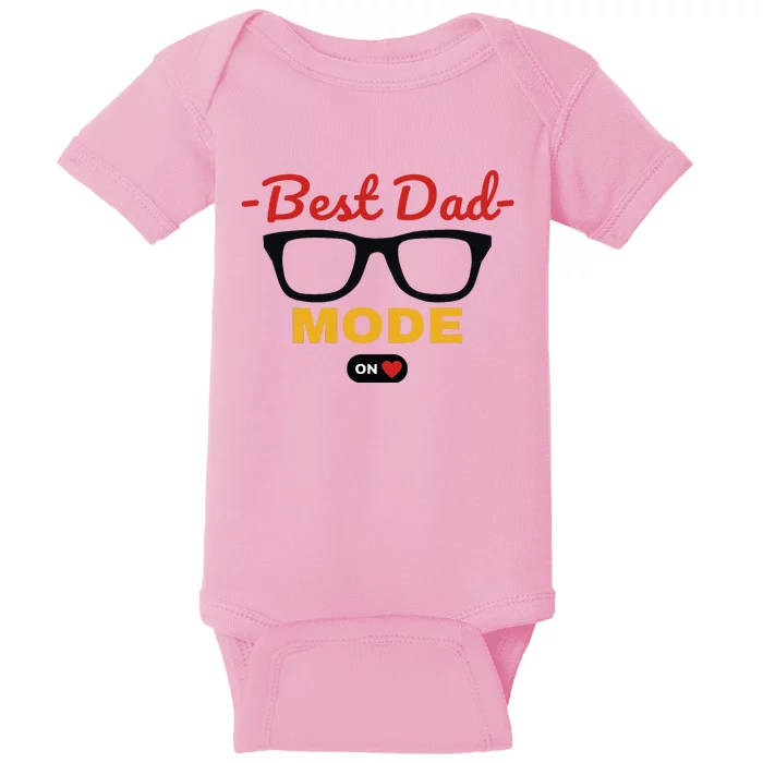 Best Dad On Mode With Heart Glasses Fathers Day Baby Bodysuit