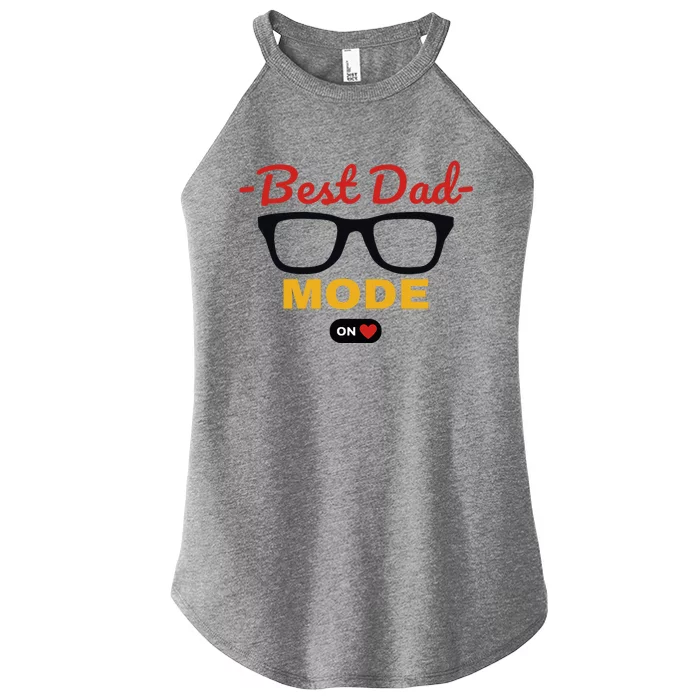 Best Dad On Mode With Heart Glasses Fathers Day Women’s Perfect Tri Rocker Tank